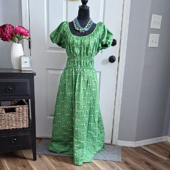 Kate Spade Green Floral Midi Dress EUC - Picture 1 of 8